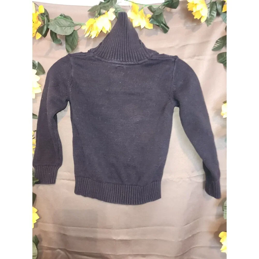 GAP Kids XS (4/5) Black Cable Knit Shawl Collar Pullover Sweater Long Sleeve